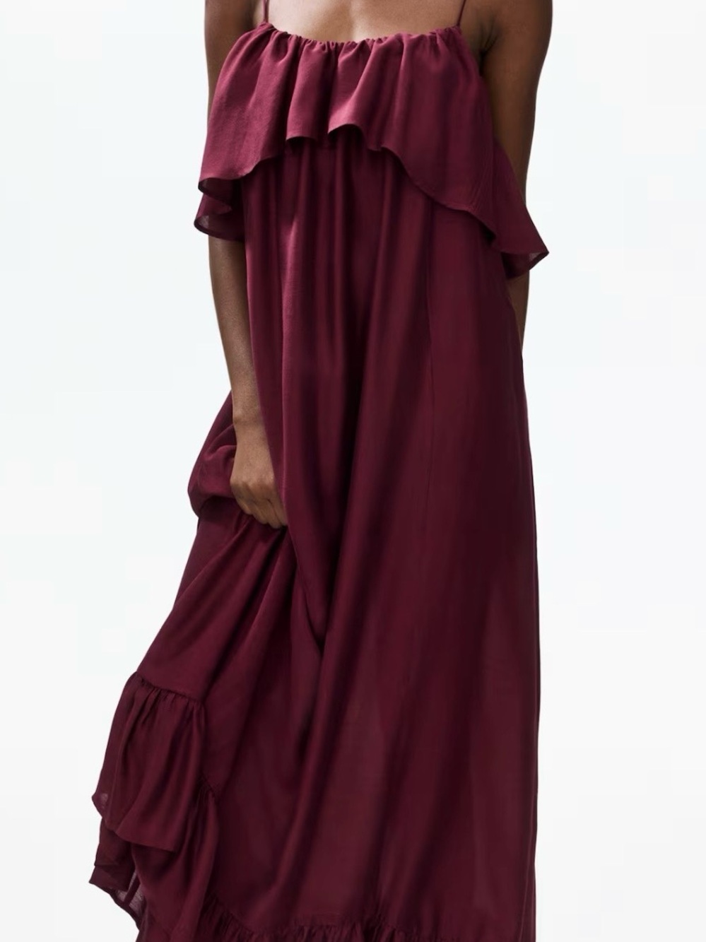 H&M Burgundy Ruffled Maxi Dress - Picture 1 of 10